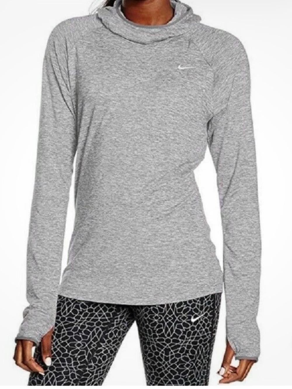 Nike Dri-Fit Women's Element Cowl Neck L/S Running Hoodie (685818) Gray - Small